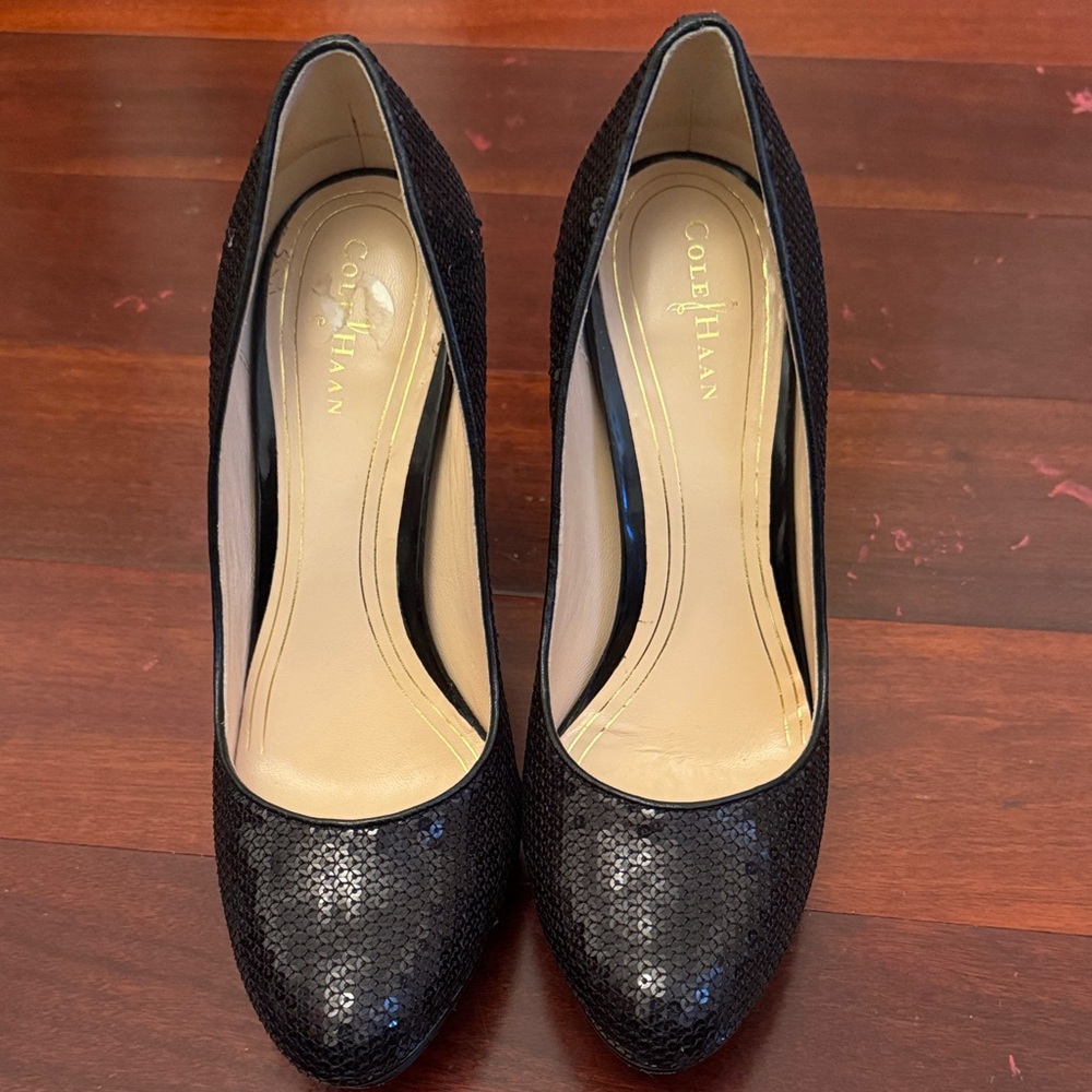 Cole Haan Black Sequin Heels Size 7.5